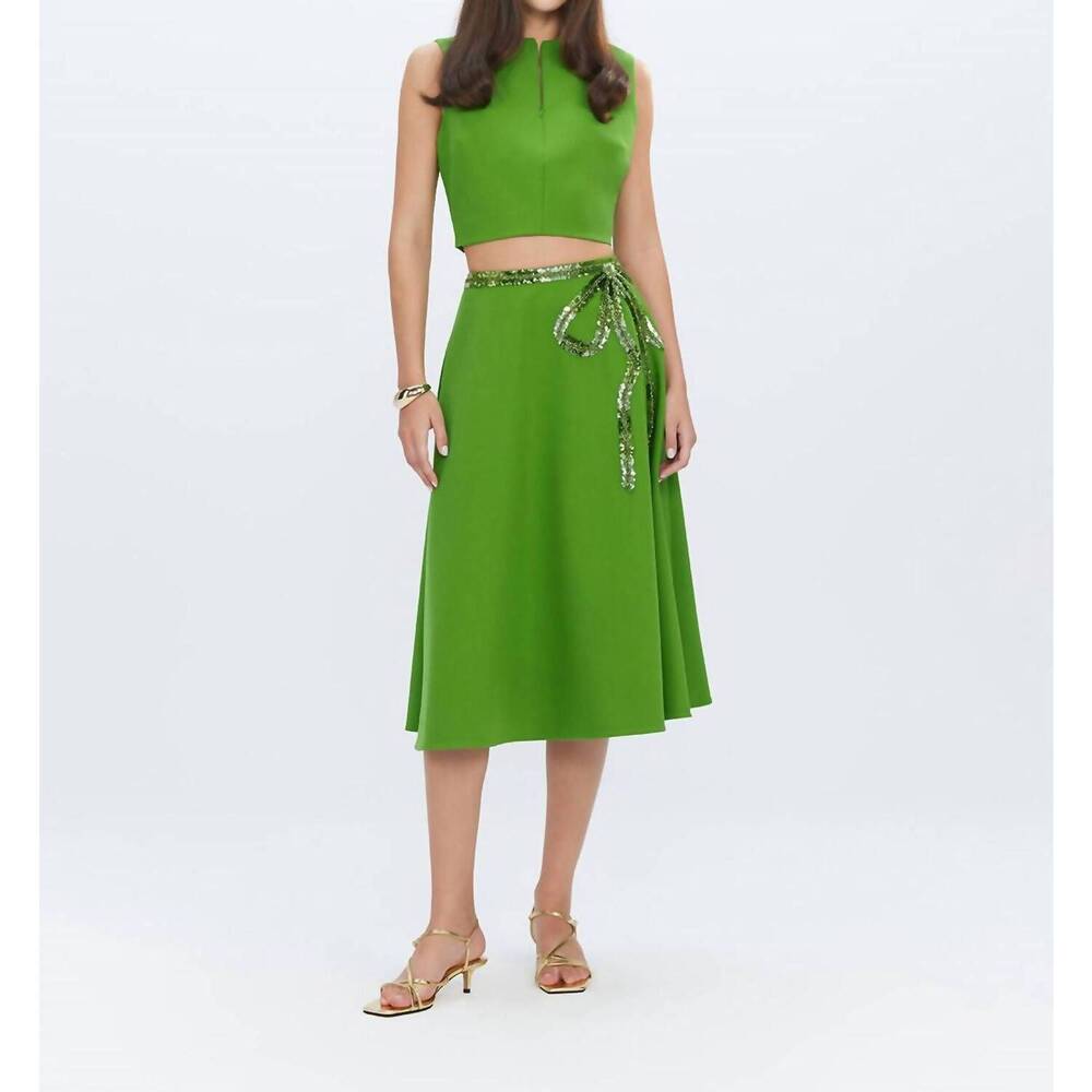 NEW THEO THE LABEL harmonia zipped front top in rewild green